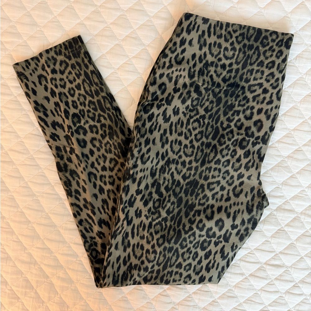 INC International Concepts Black and Olive Green Leopard Print Leggings